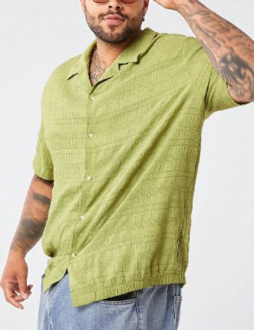 Camasa SHEIN Plus Size Men, verde
