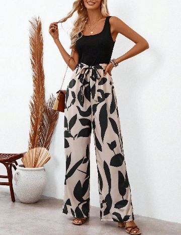 Salopeta SHEIN, crem/negru