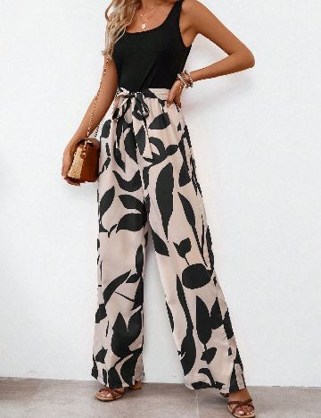 Salopeta SHEIN, crem/negru