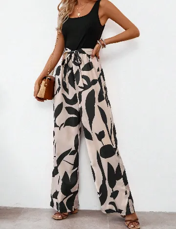 Salopeta SHEIN, crem/negru