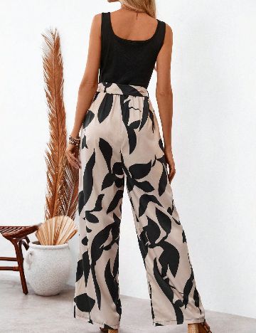 Salopeta SHEIN, crem/negru