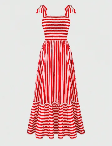 Rochie lunga SHEIN, rosu/alb
