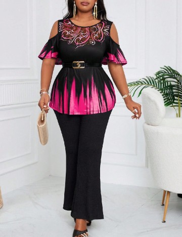 Bluza SHEIN CURVE, negru/roz