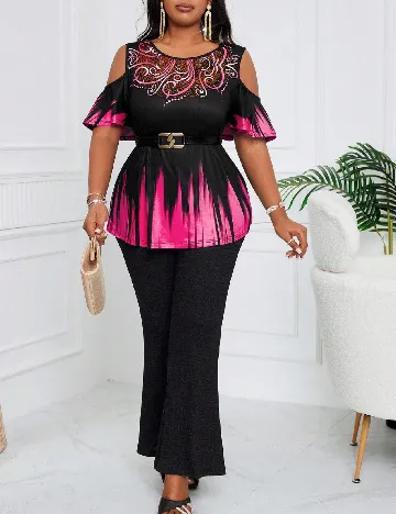 Bluza SHEIN CURVE, negru/roz