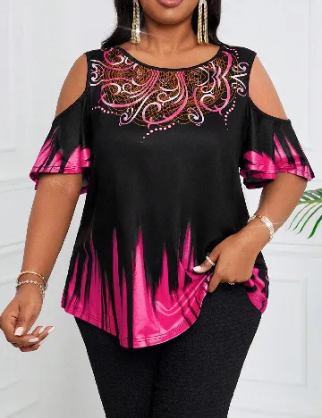 Bluza SHEIN CURVE, negru/roz