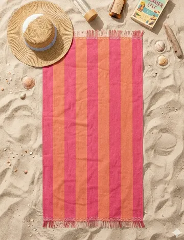 Prosop de plaja KONIMPEX, roz/portocaliu