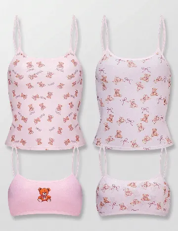 Set topuri 4 bucati Shein Kids, mix culori