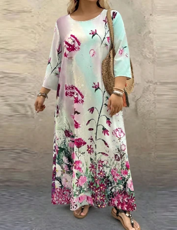 Rochie lunga SHEIN CURVE, floral print