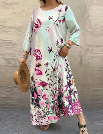 Rochie lunga SHEIN CURVE, floral print