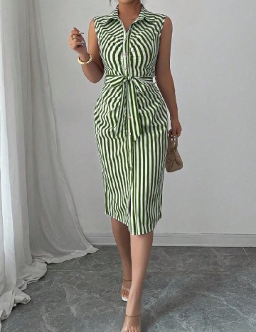 Rochie medie SHEIN, verde/alb