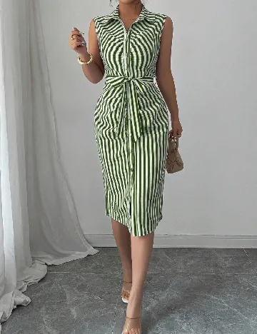 Rochie medie SHEIN, verde/alb