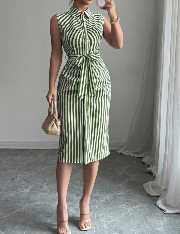 Rochie medie SHEIN, verde/alb