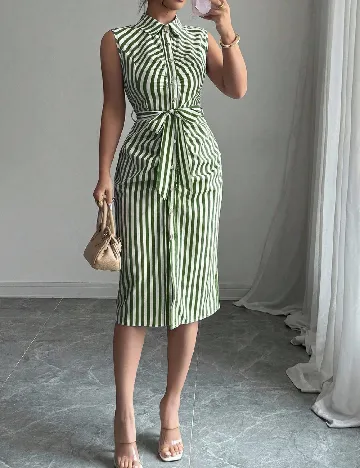Rochie medie SHEIN, verde/alb
