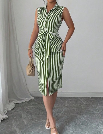 Rochie medie SHEIN, verde/alb