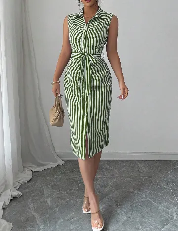 Rochie medie SHEIN, verde/alb