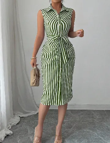 Rochie medie SHEIN, verde/alb