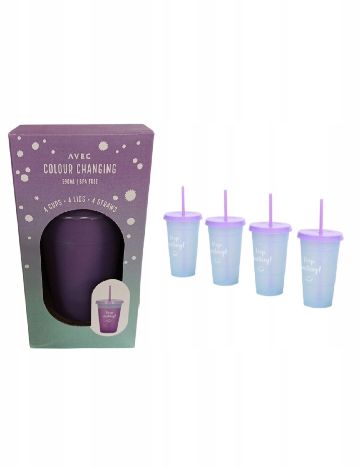 Set pahare termosensibile 4 bucati AVEC, mov/albastru
