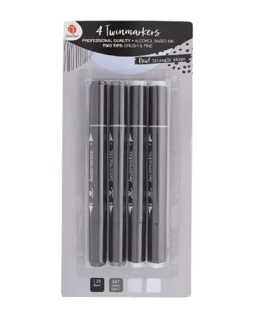 Set markere pe baza de alcool 4 bucati Deco Time, negru/gri