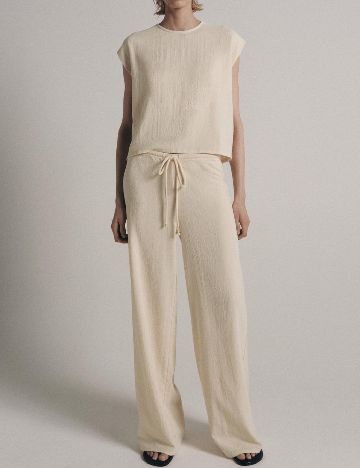 Pantaloni Zara, crem