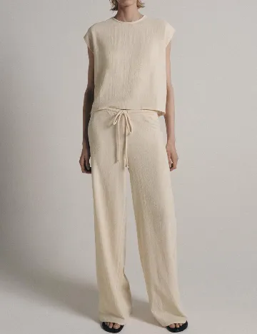 Pantaloni Zara, crem