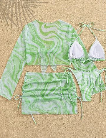 Costum de baie SHEIN, verde