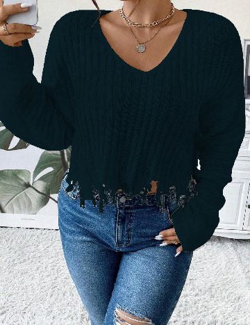 Pulover SHEIN CURVE, bleumarin