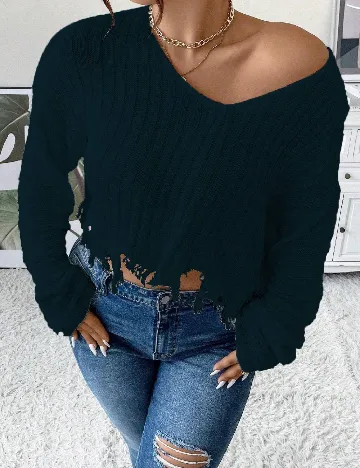 Pulover SHEIN CURVE, bleumarin