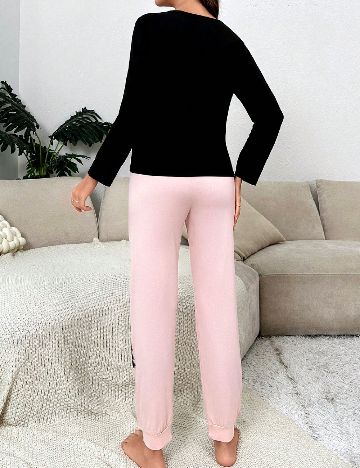 Pijama SHEIN, roz/negru