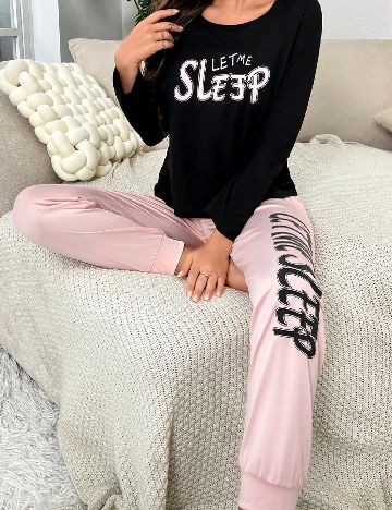 Pijama SHEIN, roz/negru