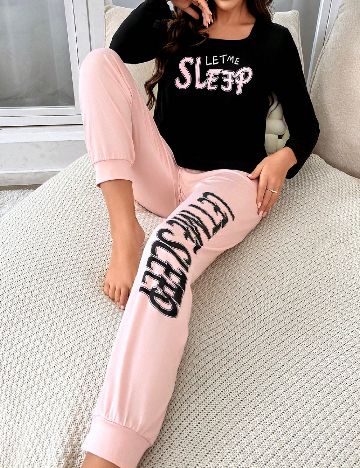 Pijama SHEIN, roz/negru