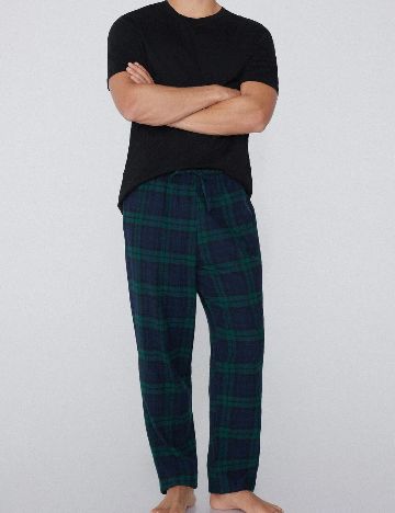 Pantaloni de pijama Tezenis, verde/bleumarin