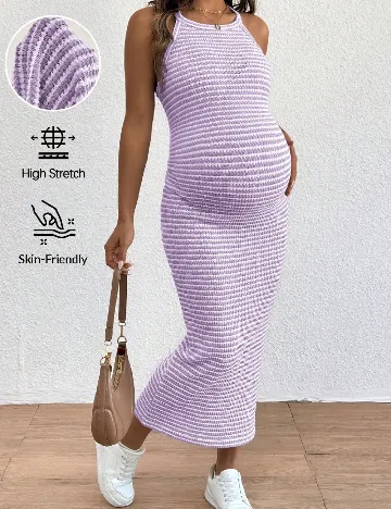 Rochie medie SHEIN Maternity, mov/alb