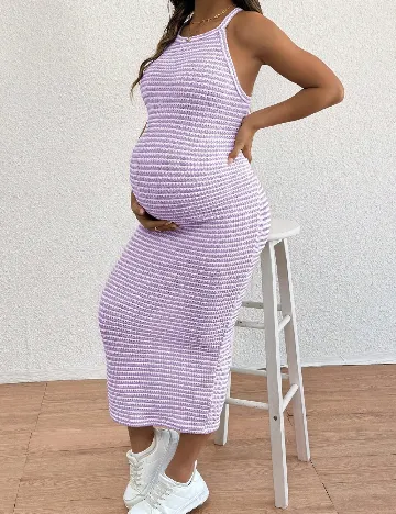 Rochie medie SHEIN Maternity, mov/alb