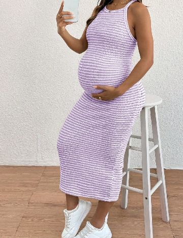 Rochie medie SHEIN Maternity, mov/alb