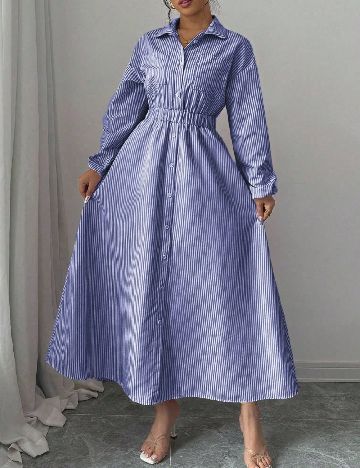 Rochie lunga SHEIN, albastru/alb