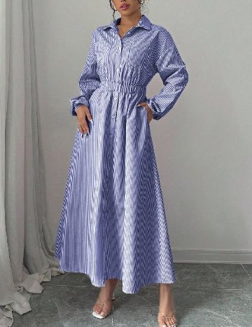 Rochie lunga SHEIN, albastru/alb