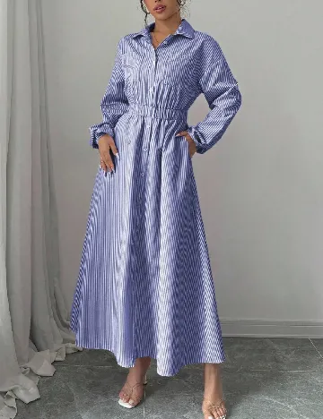 Rochie lunga SHEIN, albastru/alb