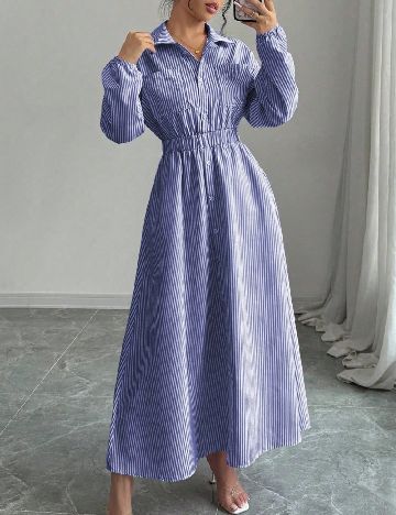 Rochie lunga SHEIN, albastru/alb