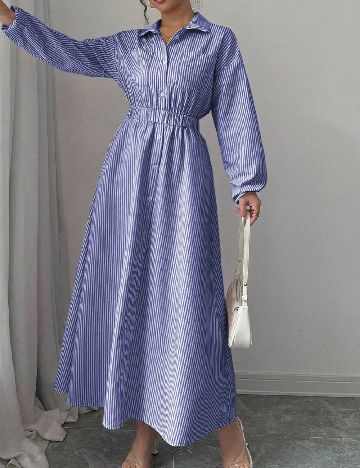 Rochie lunga SHEIN, albastru/alb