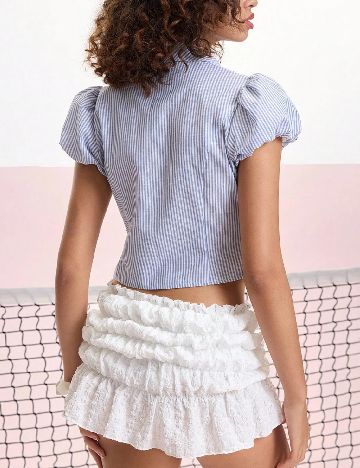 Camasa SHEIN, albastru/alb