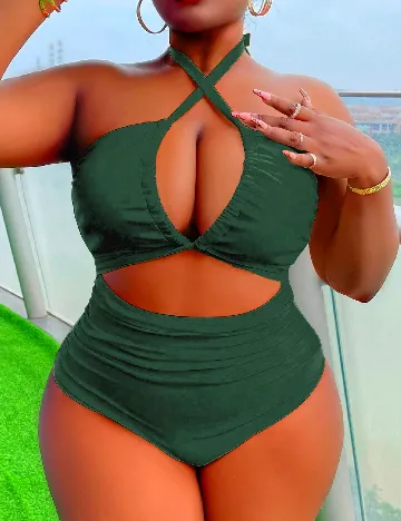Costum de baie SHEIN CURVE, verde