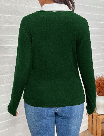 Bluza SHEIN CURVE, verde/alb