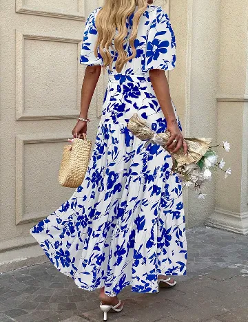 Rochie lunga Emery Rose, alb/albastru