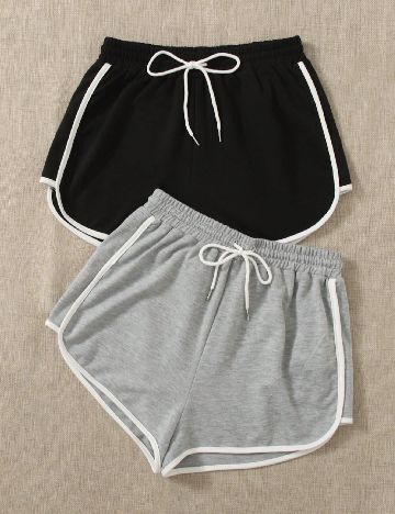 Set Pantaloni scurti 2 perechi SHEIN CURVE, gri/negru