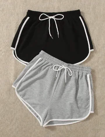 Set Pantaloni scurti 2 perechi SHEIN CURVE, gri/negru