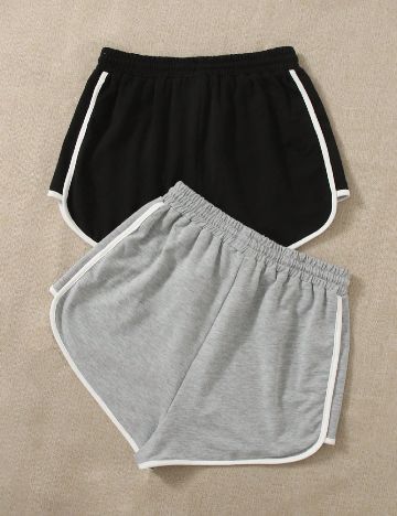 Set Pantaloni scurti 2 perechi SHEIN CURVE, gri/negru