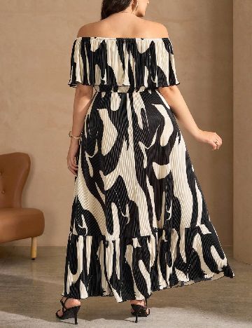 Rochie lunga SHEIN CURVE, negru/crem