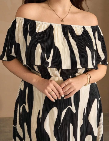 Rochie lunga SHEIN CURVE, negru/crem