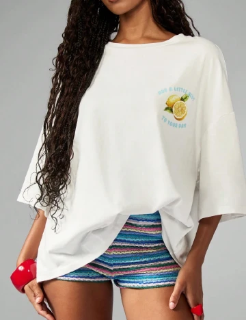 Tricou Oversize Missguided, alb