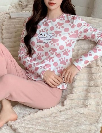Pijama Dazy, roz/alb